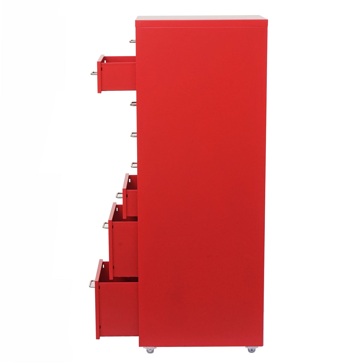 Trolley kast Boston T851, stalen ladekast, 110x28x41cm 8 laden ~ rood
