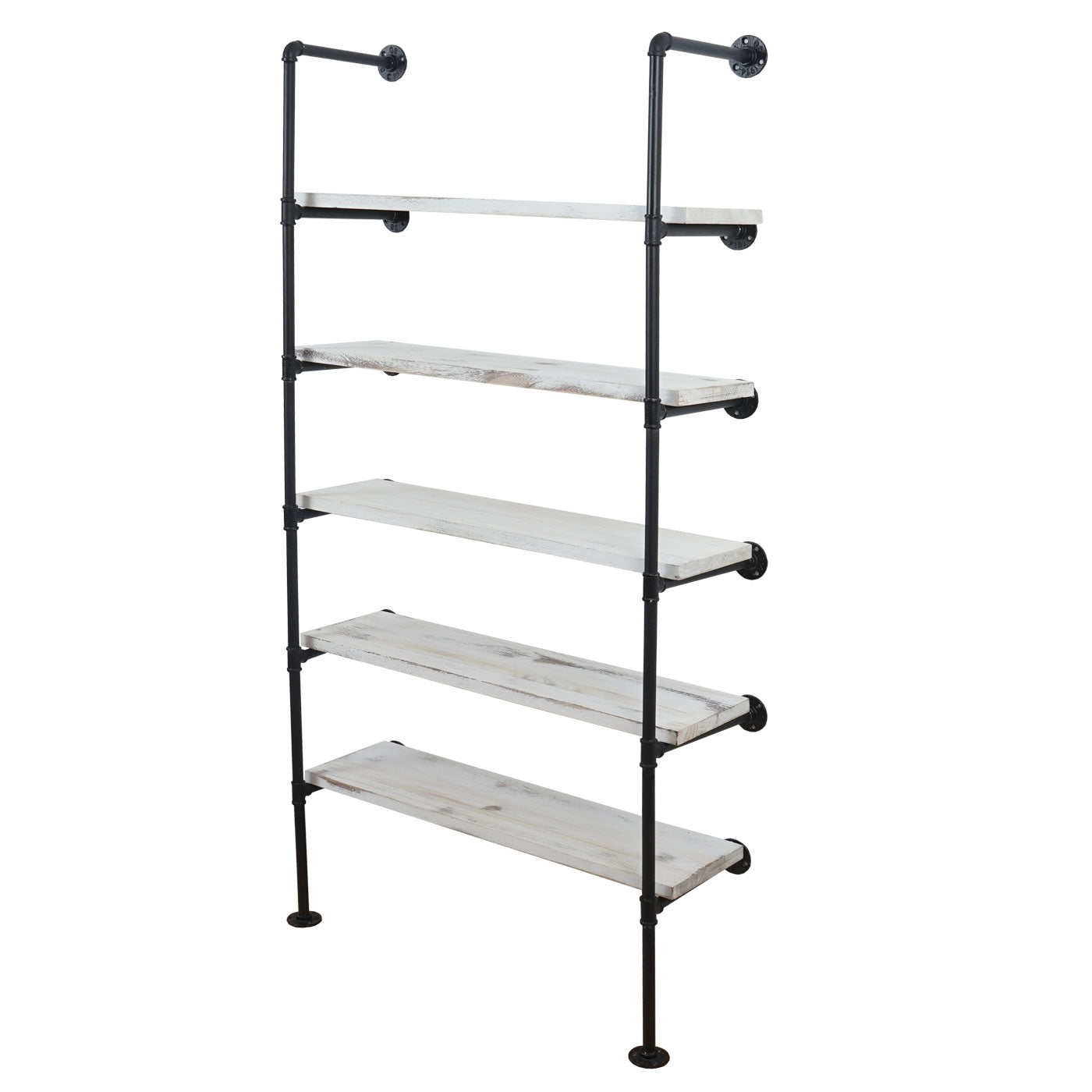 Staande plank MCW-C45, woonkamer plank boekenplank opbergrek, industrieel ontwerp hout metaal, 165x80x28cm ~ wit