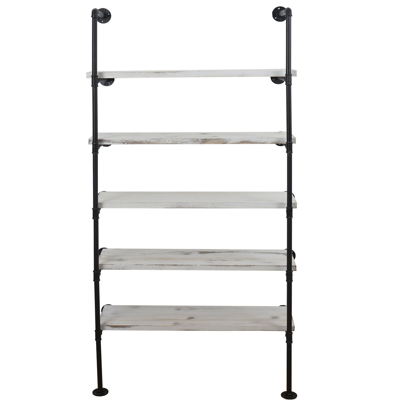 Staande plank MCW-C45, woonkamer plank boekenplank opbergrek, industrieel ontwerp hout metaal, 165x80x28cm ~ wit