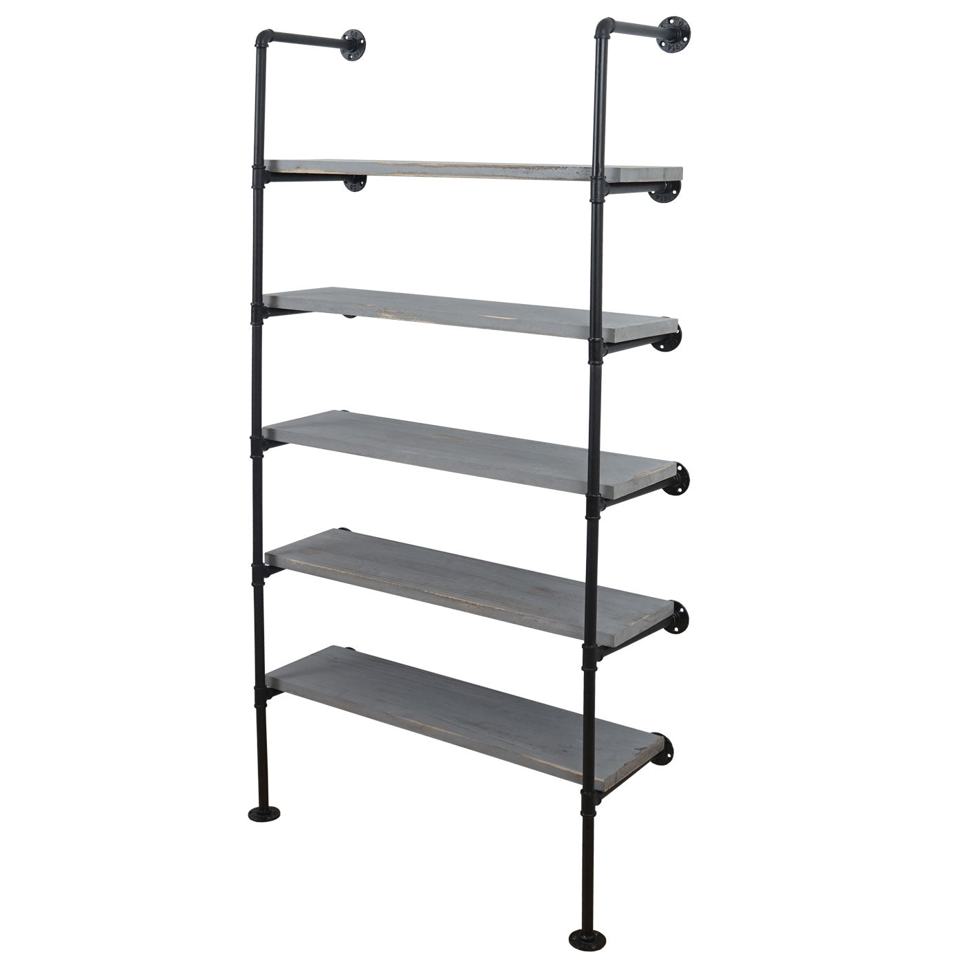 Staande plank MCW-C45, woonkamer plank boekenplank opbergrek, industrieel ontwerp hout metaal, 165x80x28cm ~ grijs