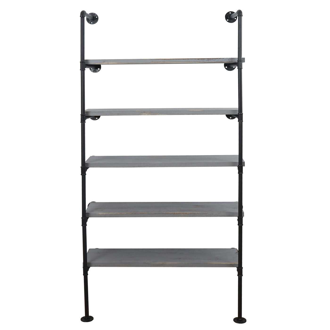 Staande plank MCW-C45, woonkamer plank boekenplank opbergrek, industrieel ontwerp hout metaal, 165x80x28cm ~ grijs
