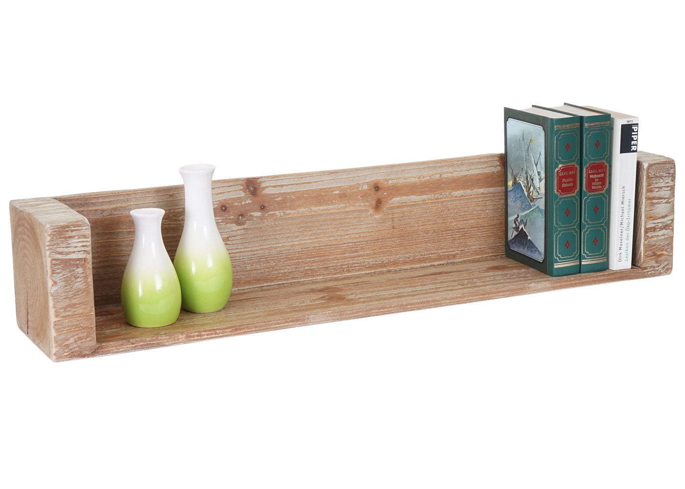 Wandplank MCW-A15, hangende boekenkast, massief rustiek dennenhout MVG-gecertificeerd ~ 80cm