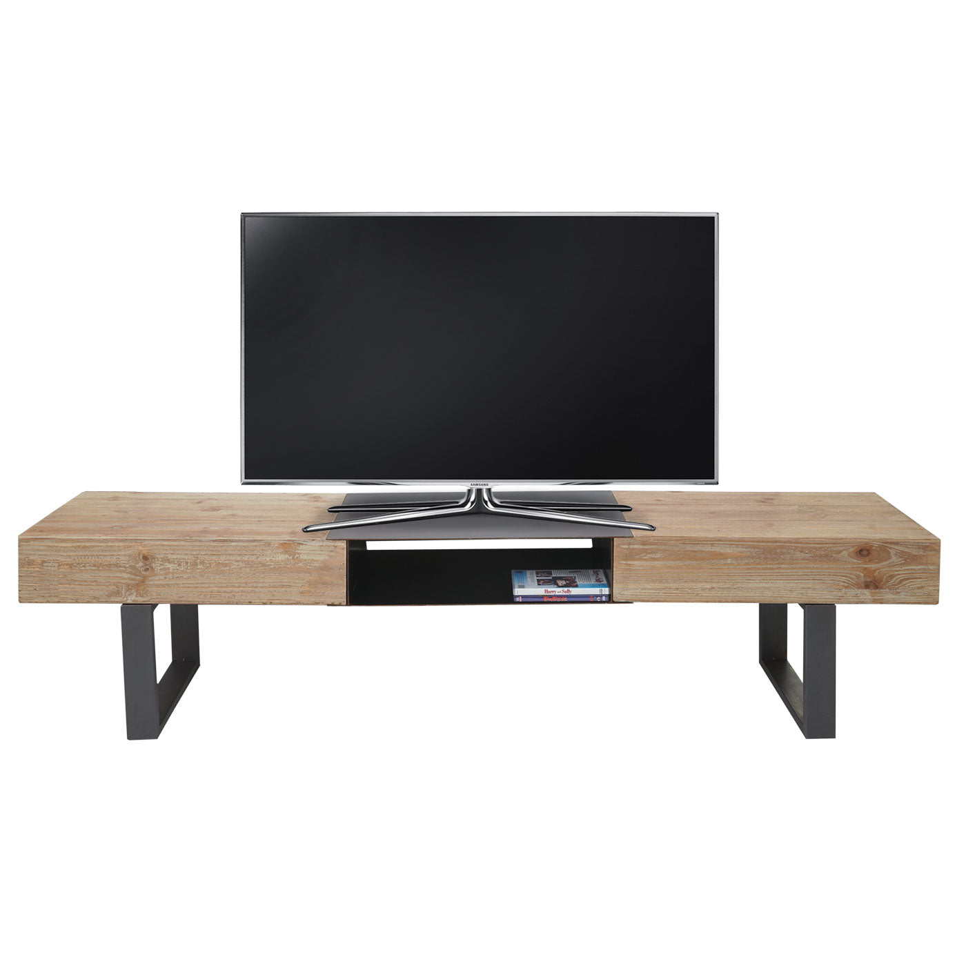 TV-rek MCW-A15, TV-tafel, massief rustiek dennenhout, MVG-gecertificeerd 46x180x41cm