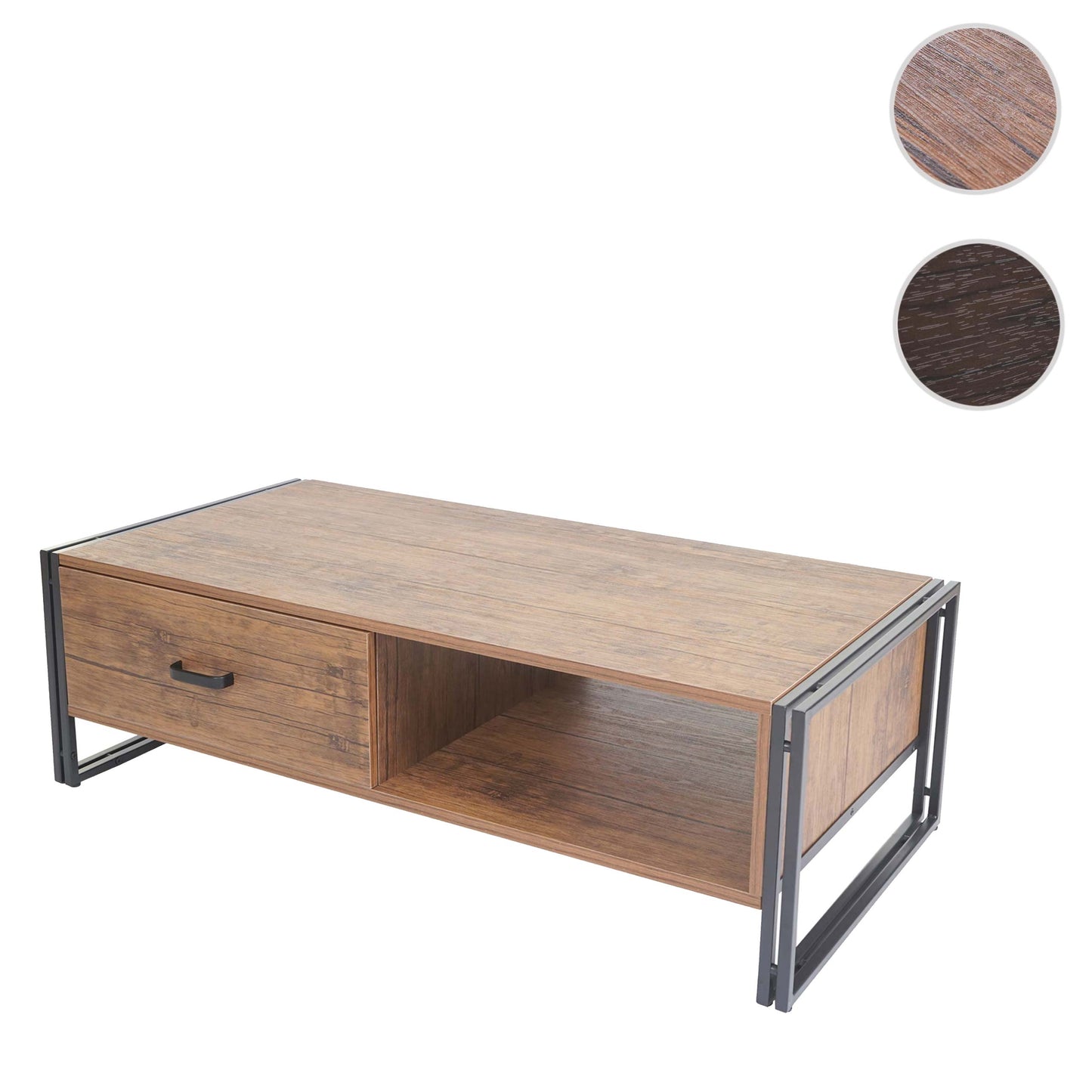 Salontafel MCW-A27, bijzettafel woonkamertafel, 41x120x60cm 3D structuur, metaal MDF ~ wilde eik look