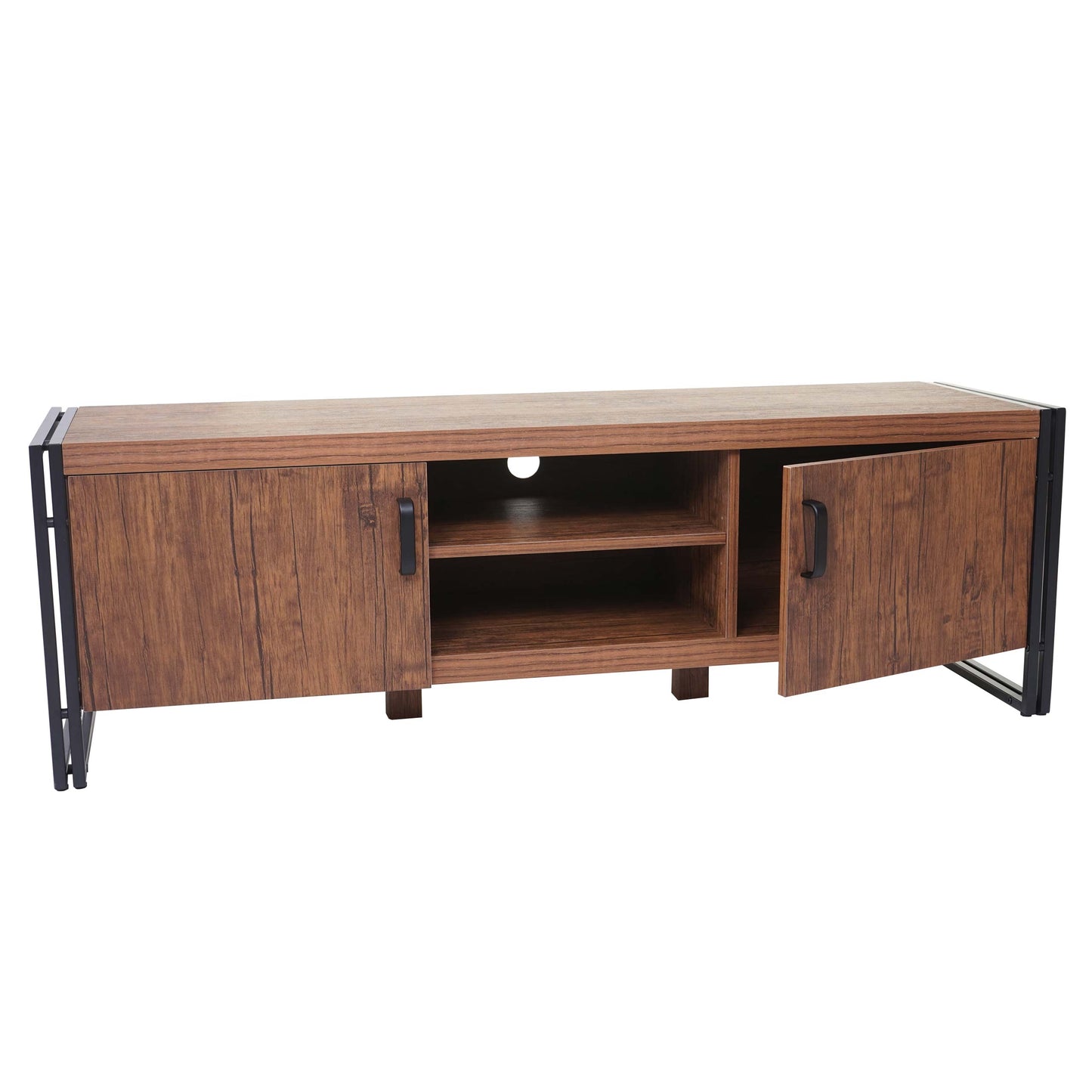 TV-rek MCW-A27, TV-tafel lowboard ladekast, 3D structuur metaal 45x140x40cm ~ Wild eiken look