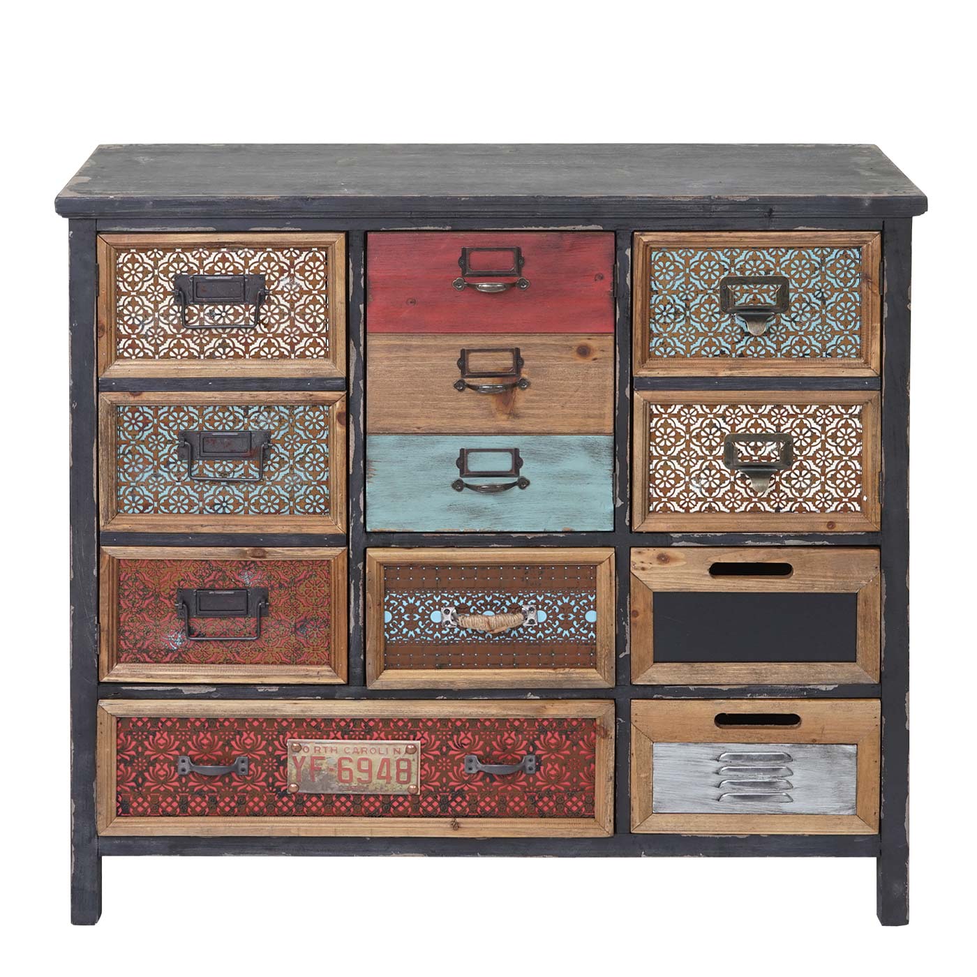 Apothekerskast MCW-A43, ladekast, massief dennenhout, vintage shabby look 84x90x32cm
