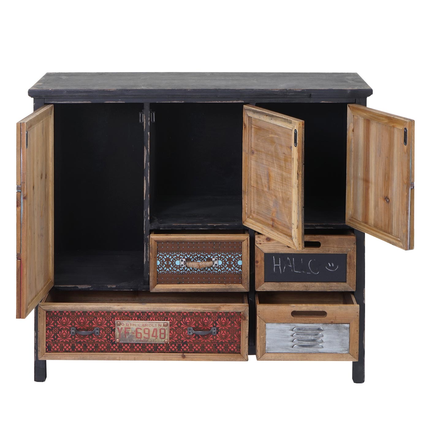 Apothekerskast MCW-A43, ladekast, massief dennenhout, vintage shabby look 84x90x32cm