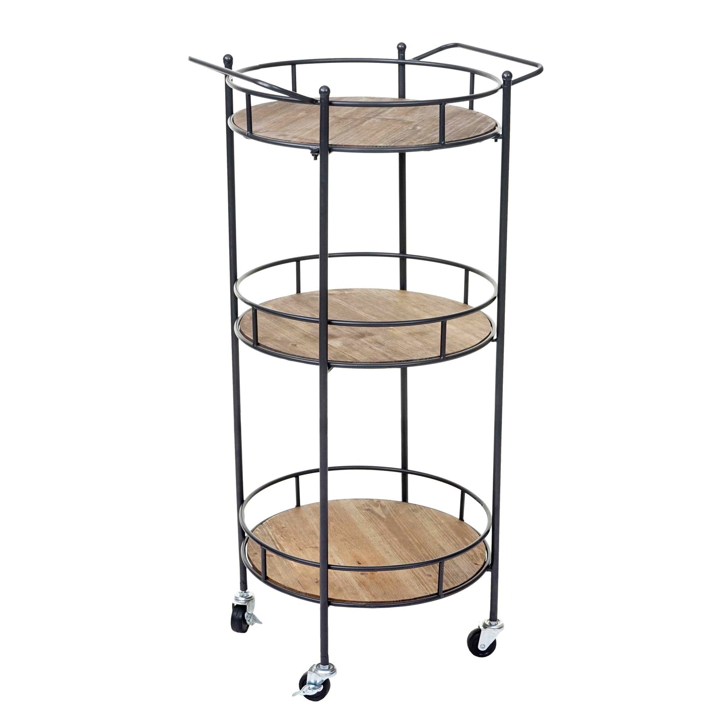 Serveerwagen MCW-A43, bartrolley theetrolley, massief vintage dennenhout 100x50x43cm