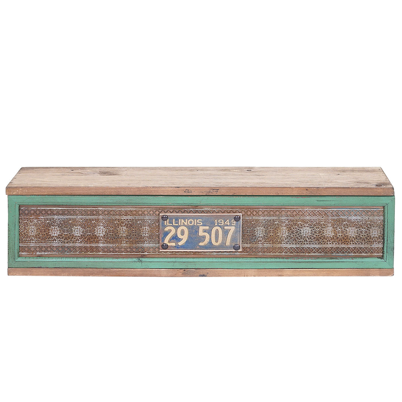 Wandplank MCW-A43, hangplank Plank, massief dennenhout vintage patchwork 65x16x13cm