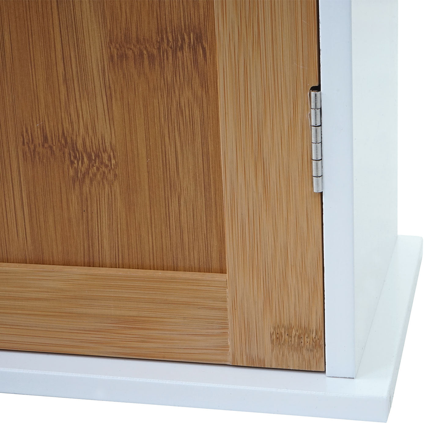 Wandkast MCW-A85, badkamermeubel Wandkast bamboe, 52x35x21cm wit