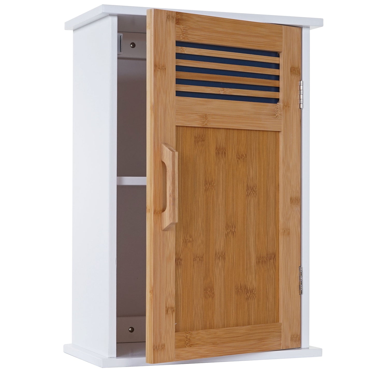 Wandkast MCW-A85, badkamermeubel Wandkast bamboe, 52x35x21cm wit