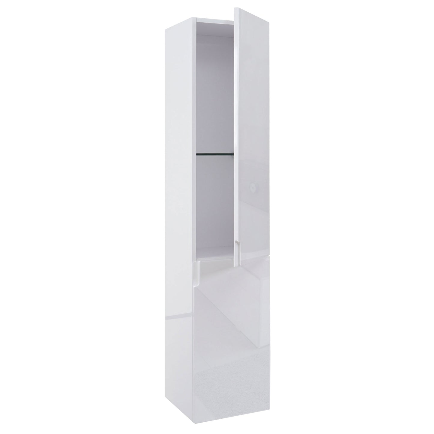 Wandkast MCW-B19, midikast hoge kast badkamermeubel, hoogglans 150x30cm ~ wit