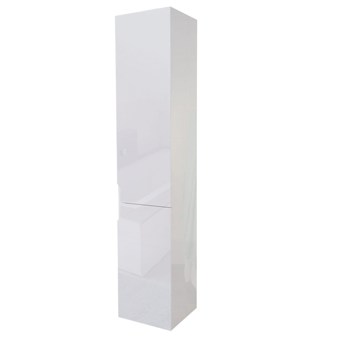Wandkast MCW-B19, midikast hoge kast badkamermeubel, hoogglans 150x30cm ~ wit