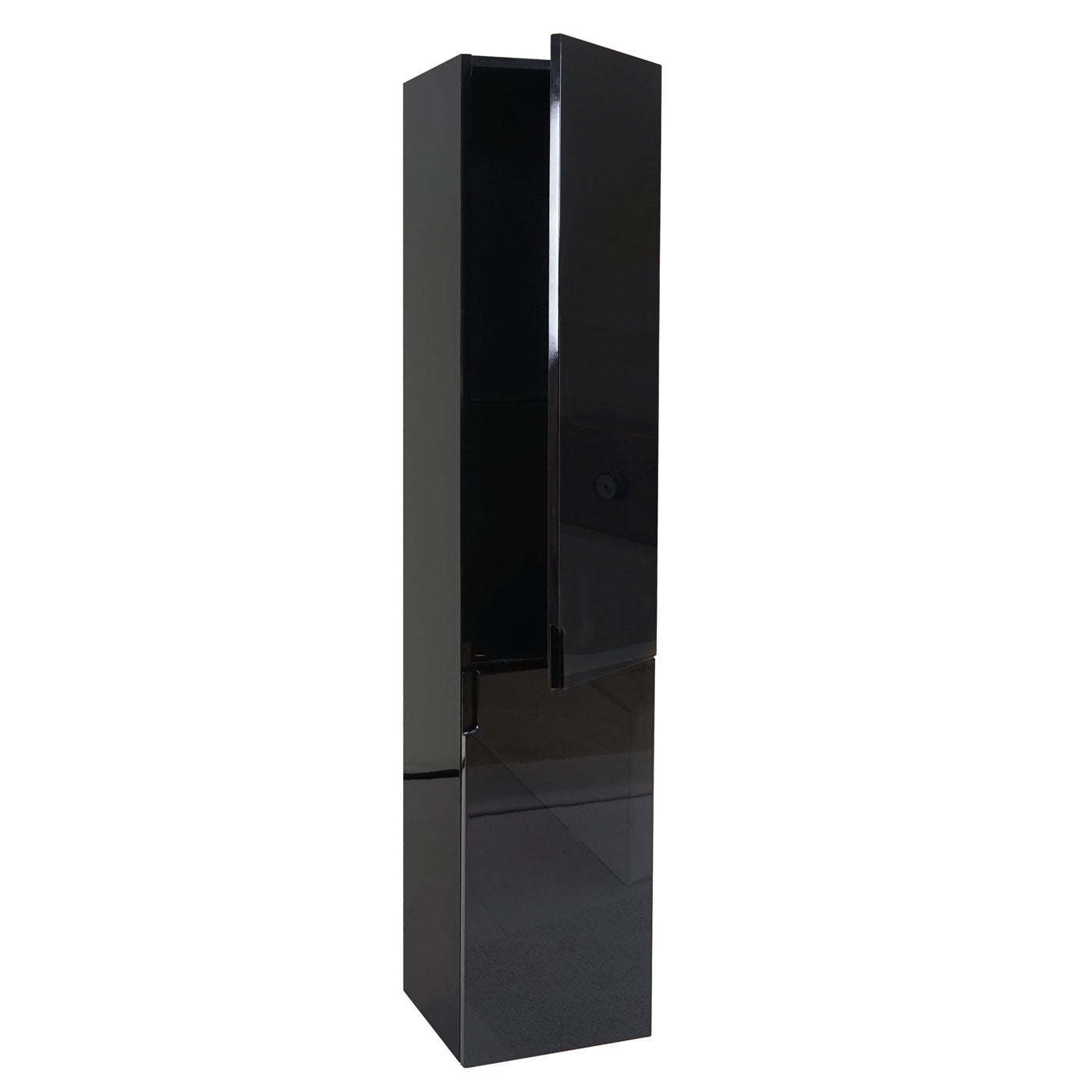 Wandkast MCW-B19, midikast hoge kast badkamermeubel, hoogglans 150x30cm ~ zwart