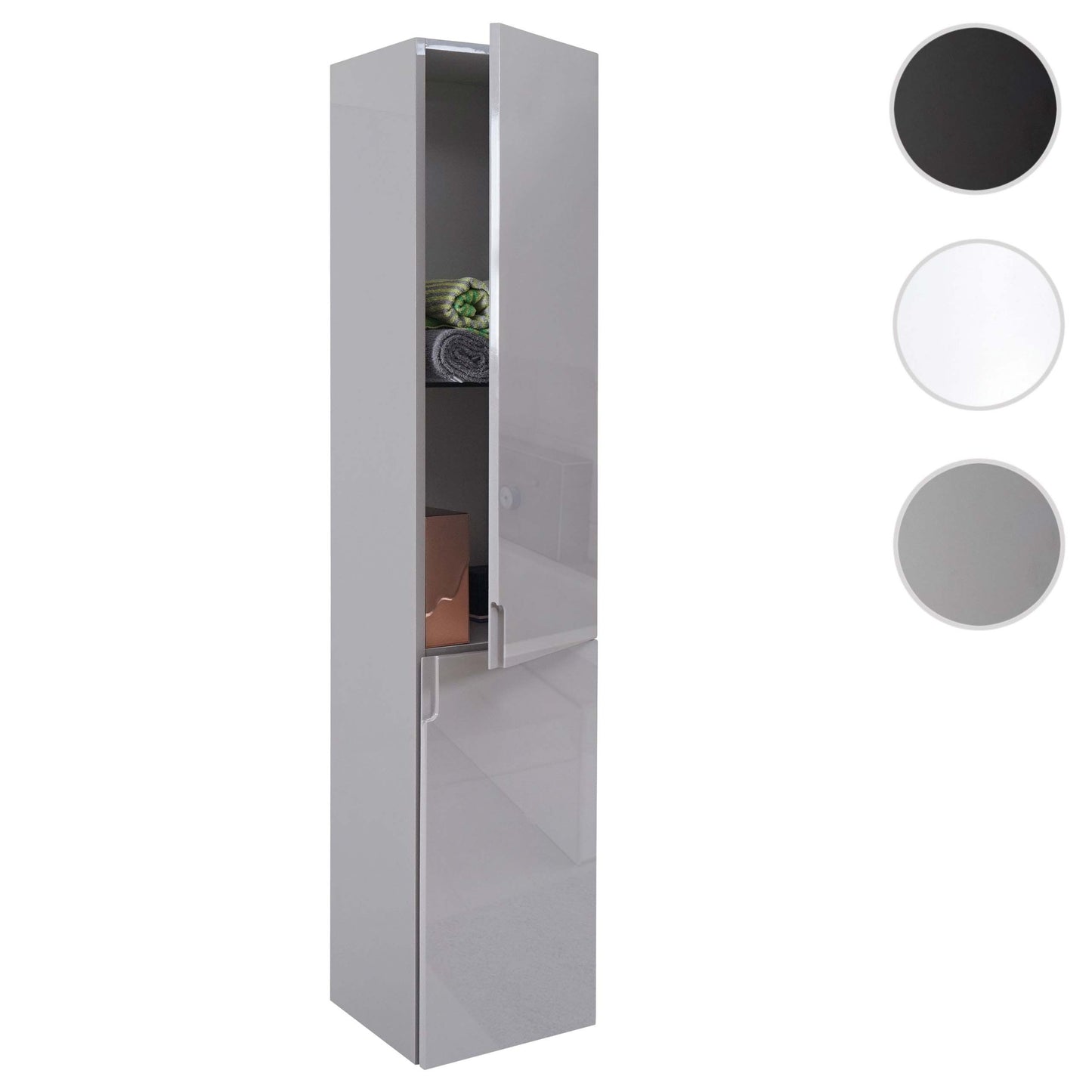 Wandkast MCW-B19, midikast hoge kast badkamermeubel, hoogglans 150x30cm ~ grijs