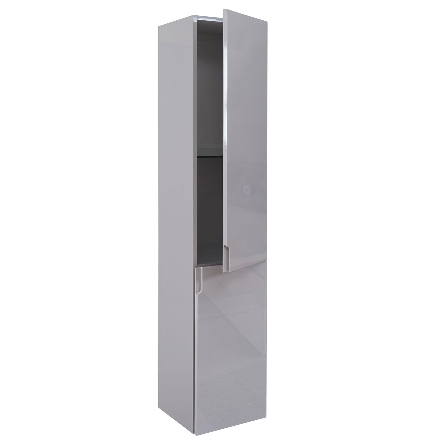 Wandkast MCW-B19, midikast hoge kast badkamermeubel, hoogglans 150x30cm ~ grijs