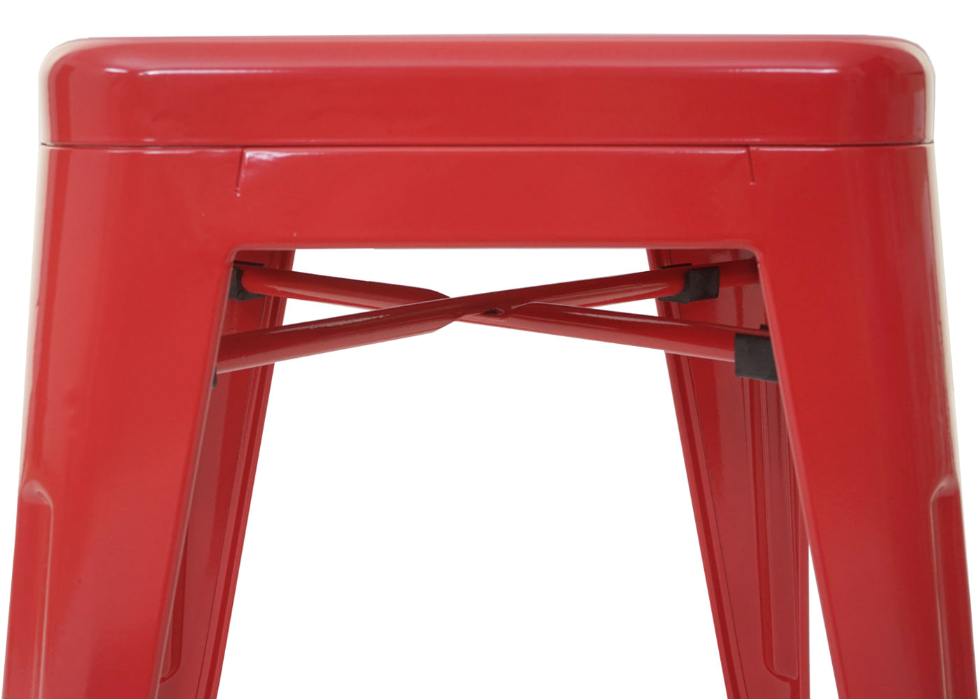 Set van 6 krukken MCW-A73, metalen kruk zitkruk, metalen industrieel ontwerp stapelbaar ~ rood
