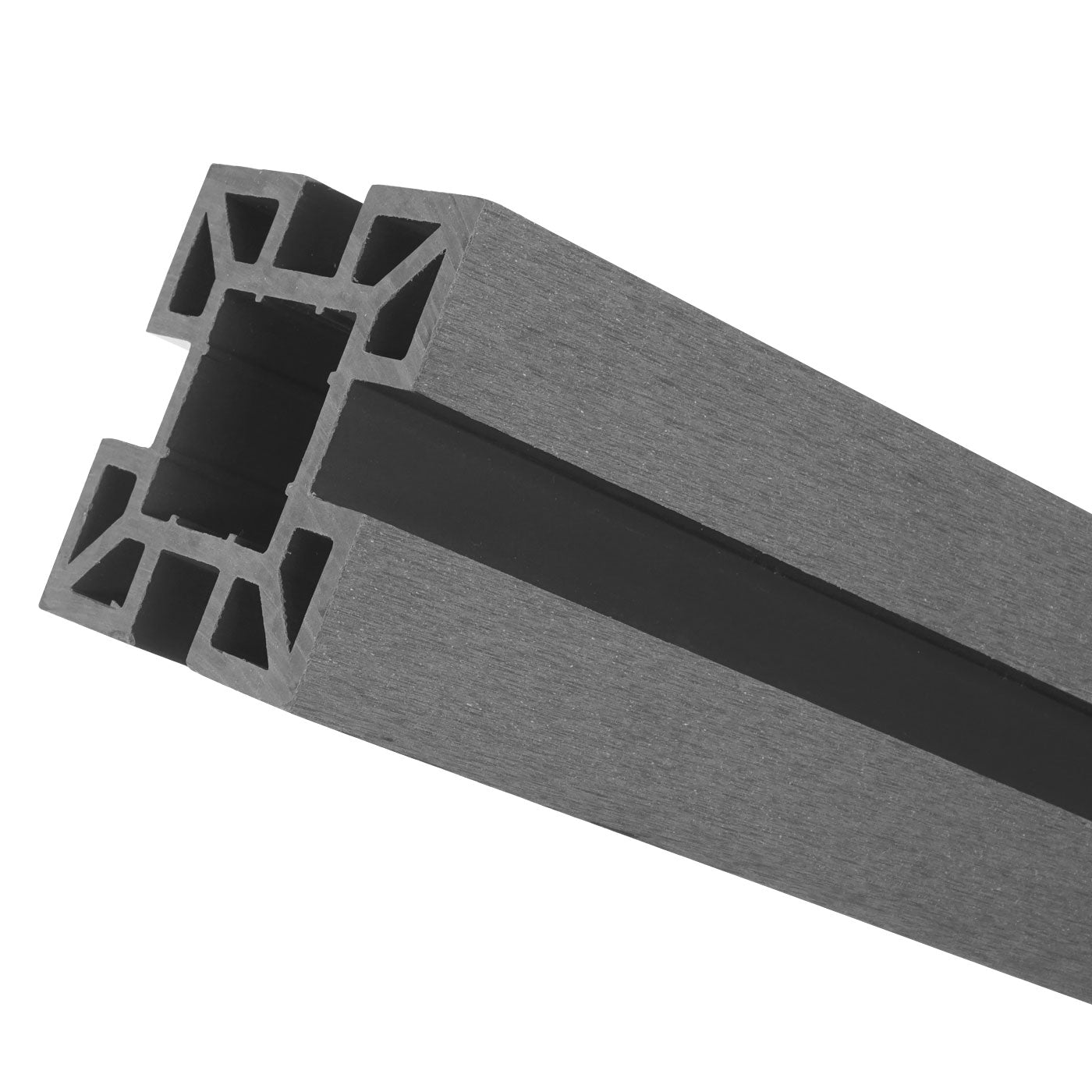 WPC privacyscherm Sarthe, schutting windscherm, WPC paal voor plaatsing in beton ~ basiselement, 195cm grijs