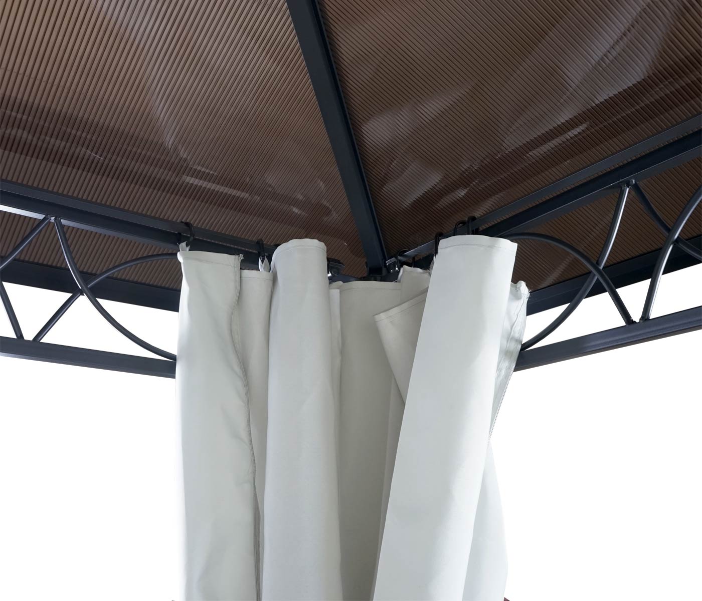 Hardtop pergola MCW-C77, tuinpaviljoen, kunststof dak zijwand aluminium lichtgrijs 3x3m