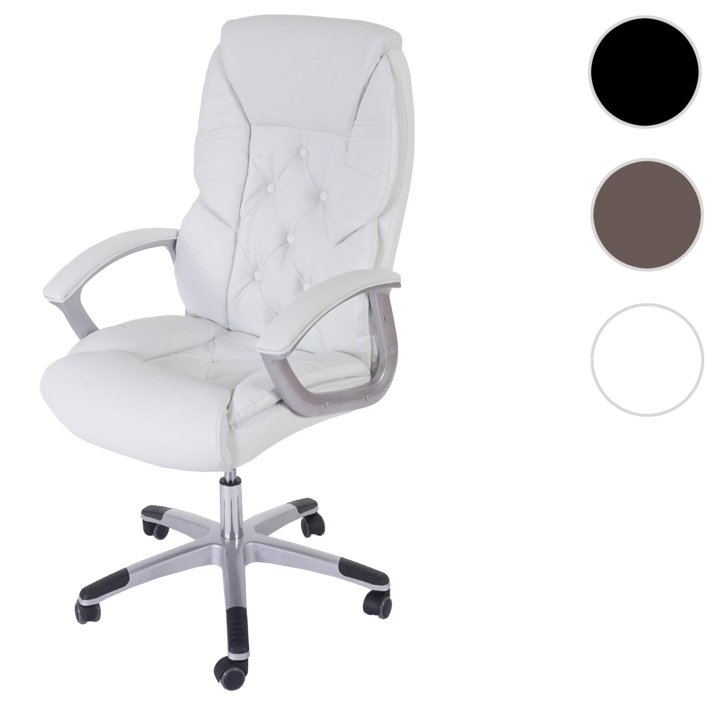 Professionele bureaustoel L42 XXL, directiedraaistoel, 150kg belastbaar kunstleder ~ wit