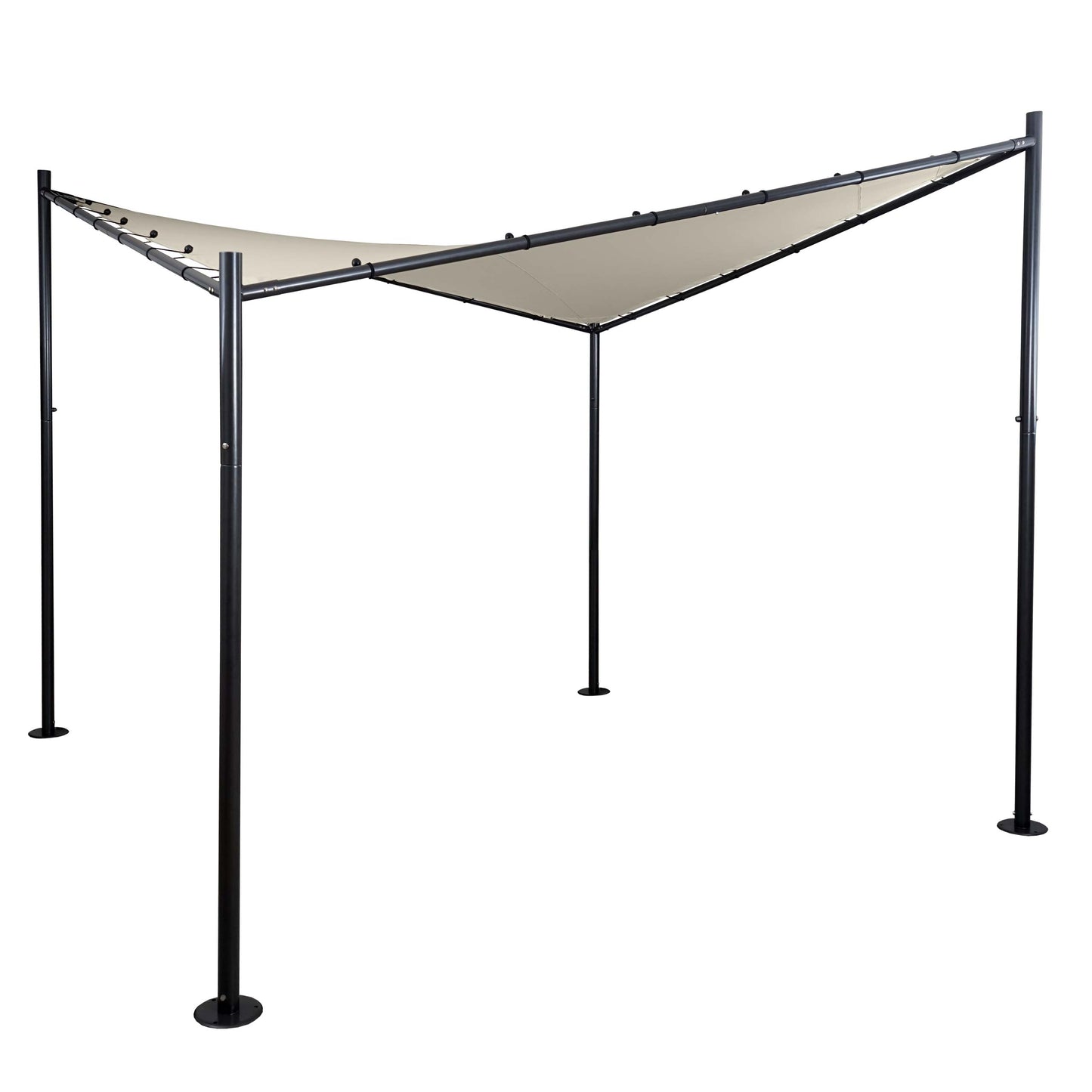 Pergola MCW-A41, tuinpaviljoen luifel, stevig 6cm stalen frame ~ 4x4m crème
