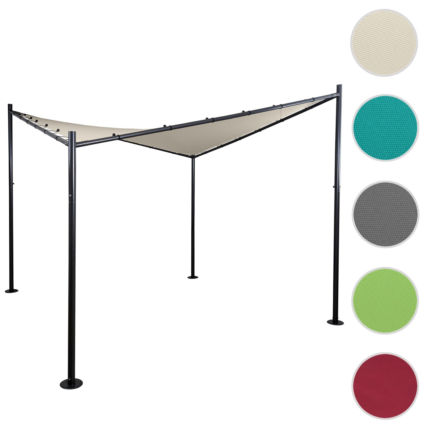 Pergola MCW-A41, tuinpaviljoen luifel, stevig 6cm stalen frame ~ 4x4m crème