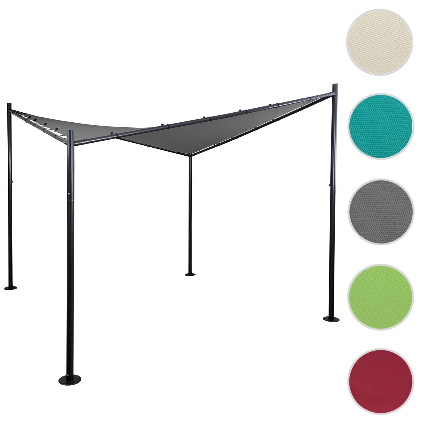 Pergola MCW-A41, tuinpaviljoen luifel, stevig 6cm stalen frame ~ 4x4m antraciet