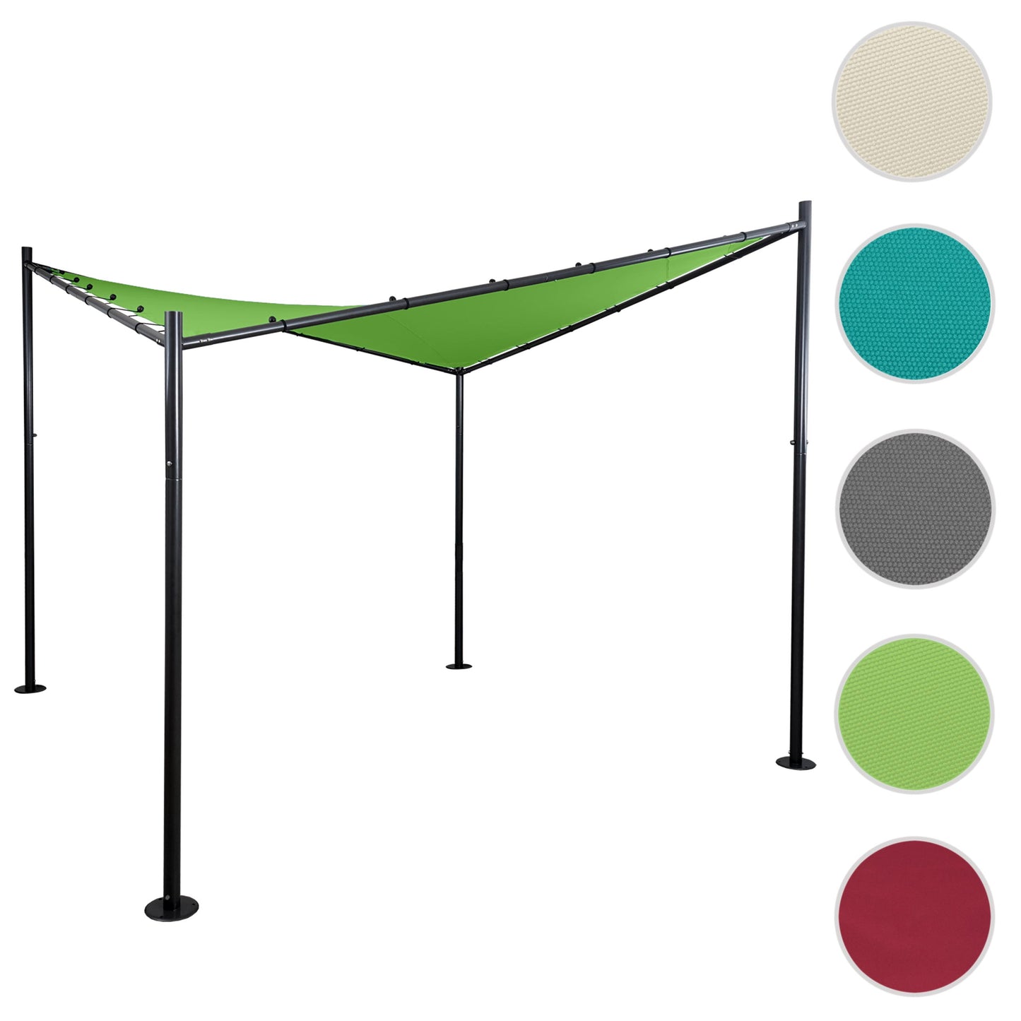Pergola MCW-A41, tuinpaviljoen luifel, stevig 6cm stalen frame ~ 4x4m groen
