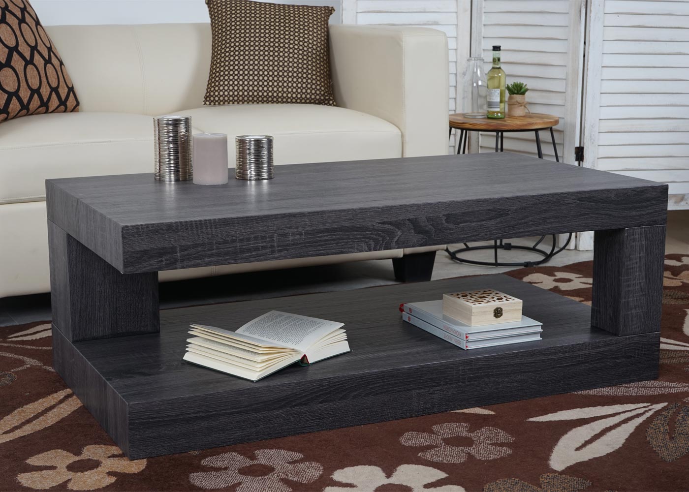 Salontafel MCW-A32, woonkamertafel, 3D structuur, 40x110x60cm MVG-gecertificeerd ~ zwart eiken look
