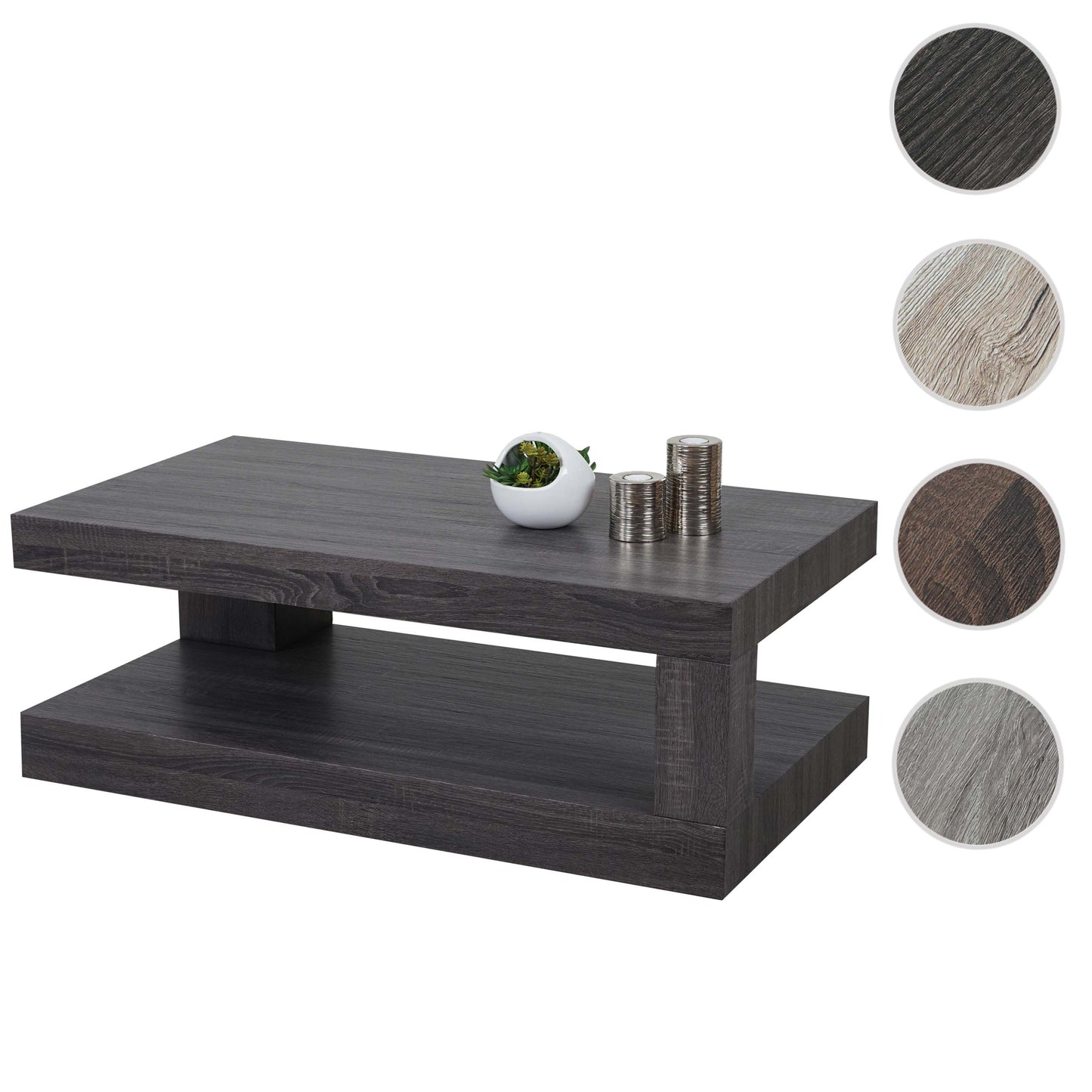 Salontafel MCW-A32, woonkamertafel, 3D structuur, 40x110x60cm MVG-gecertificeerd ~ zwart eiken look
