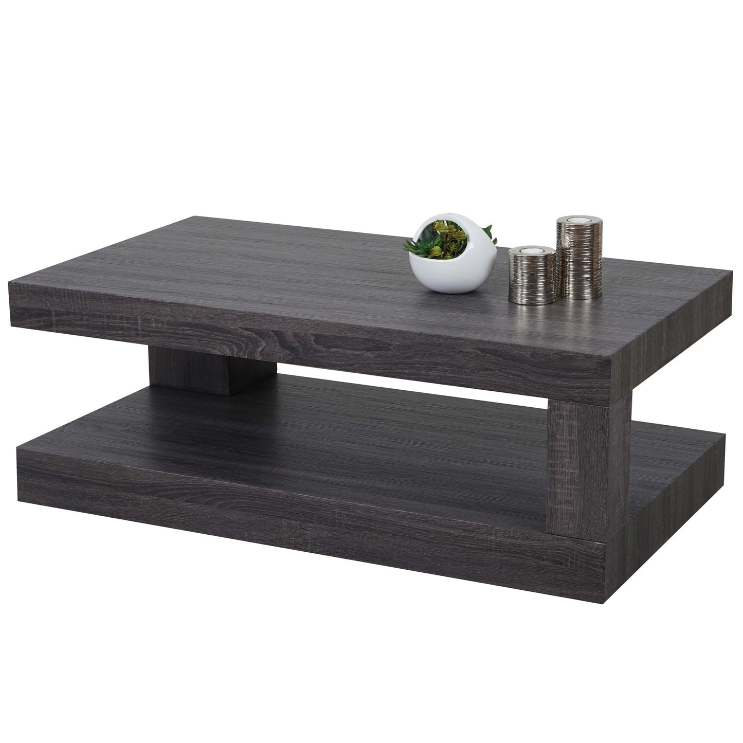 Salontafel MCW-A32, woonkamertafel, 3D structuur, 40x110x60cm MVG-gecertificeerd ~ zwart eiken look