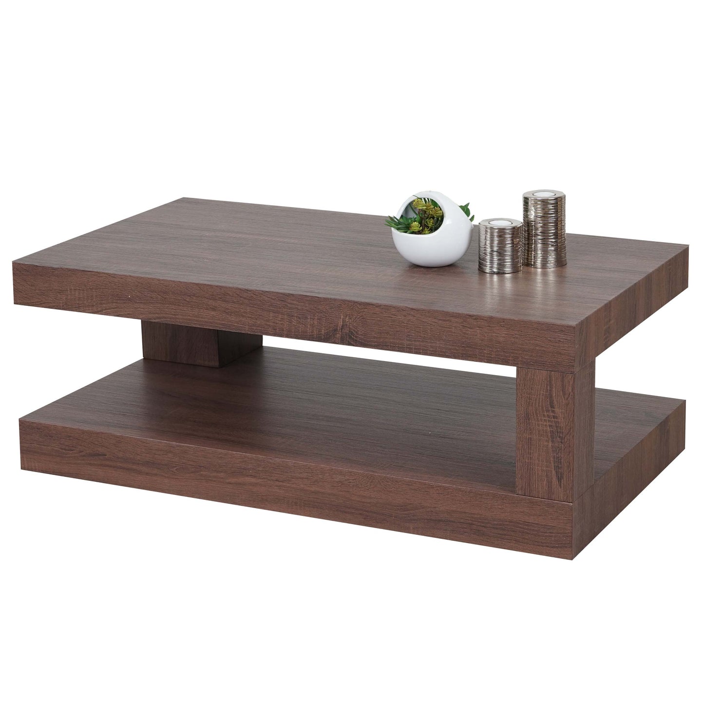 Salontafel MCW-A32, woonkamertafel, 3D structuur, 40x110x60cm MVG-gecertificeerd ~ bruine eik-look