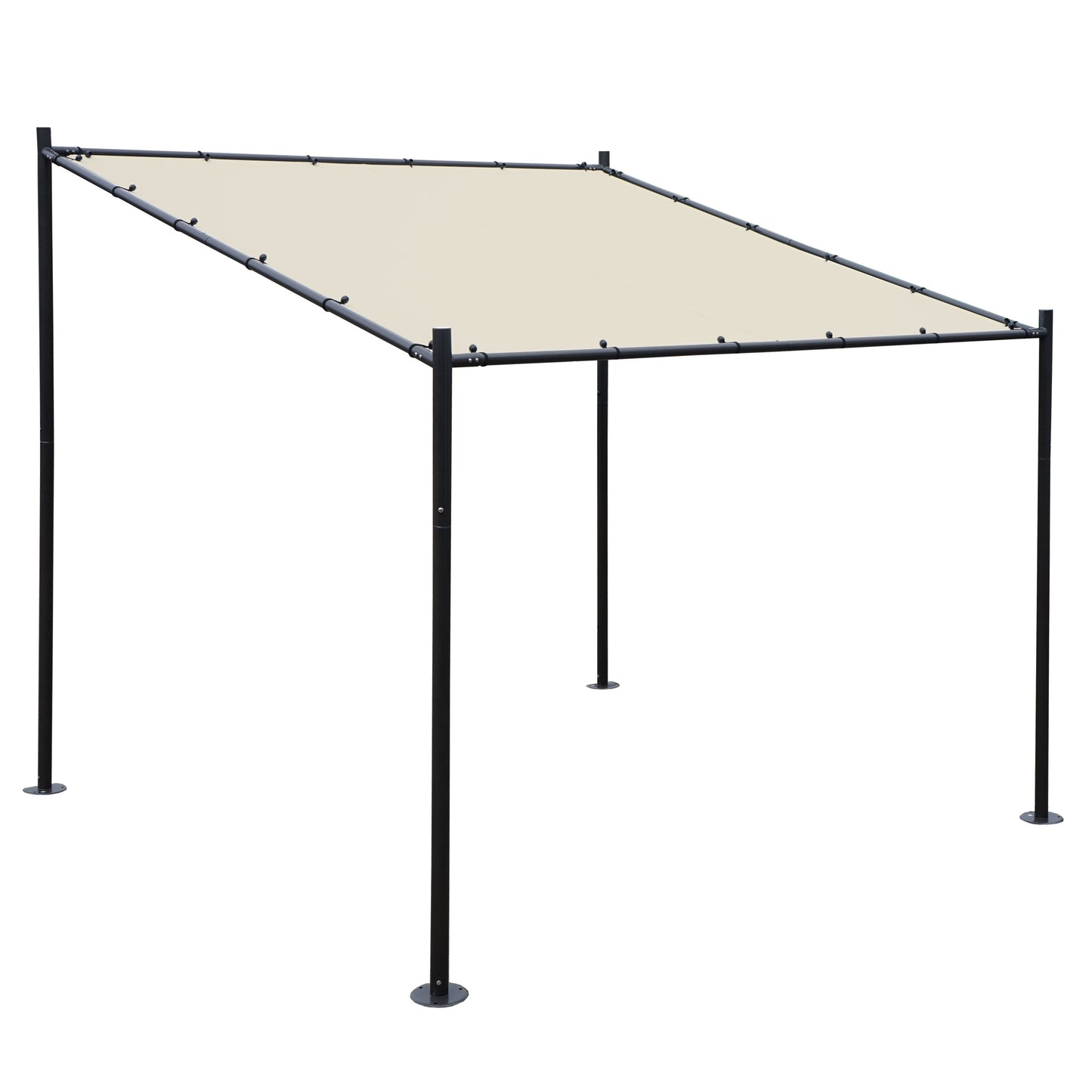 Pergola MCW-A22, aanbouw pergola tuinpaviljoen terrasoverkapping zonwering, 3x3m ~ crème