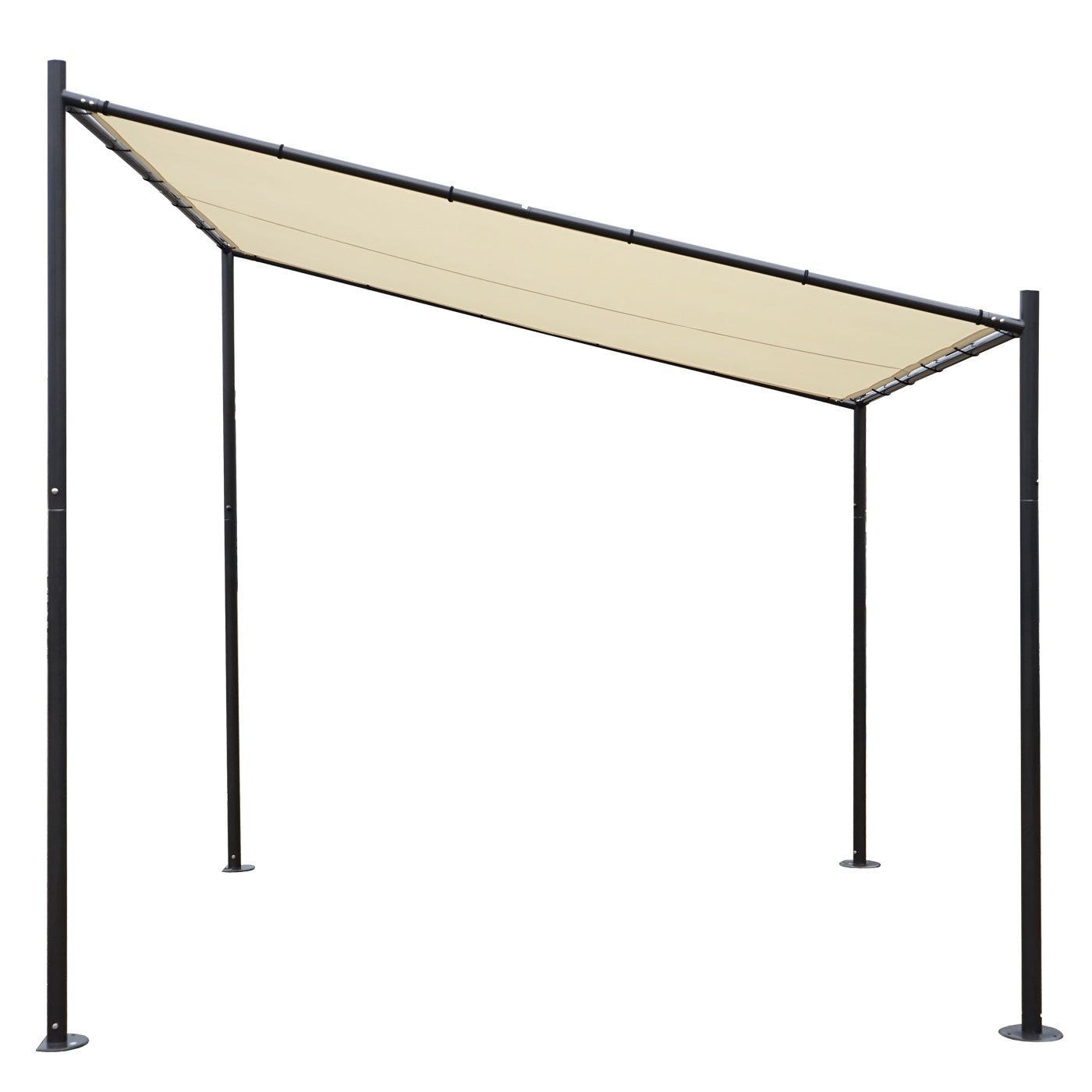 Pergola MCW-A22, aanbouw pergola tuinpaviljoen terrasoverkapping zonwering, 3x3m ~ crème