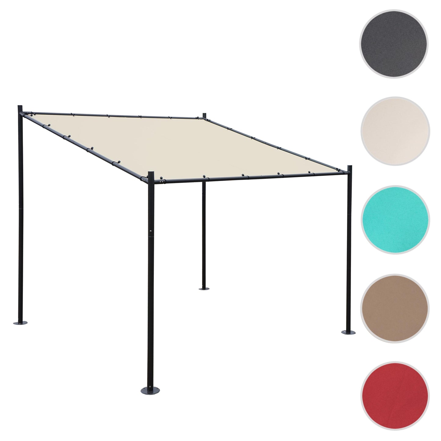 Pergola MCW-A22, aanbouw pergola tuinpaviljoen terrasoverkapping zonwering, 3x3m ~ crème