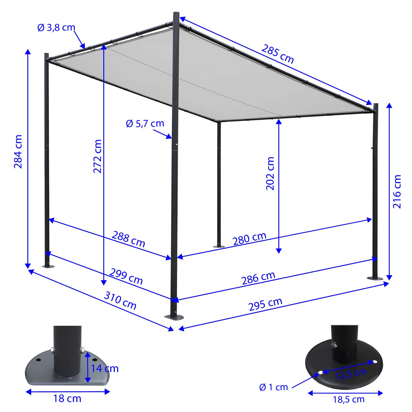 Pergola MCW-A22, aanbouw pergola tuinpaviljoen terrasoverkapping zonwering, 3x3m ~ terracotta + zijwand