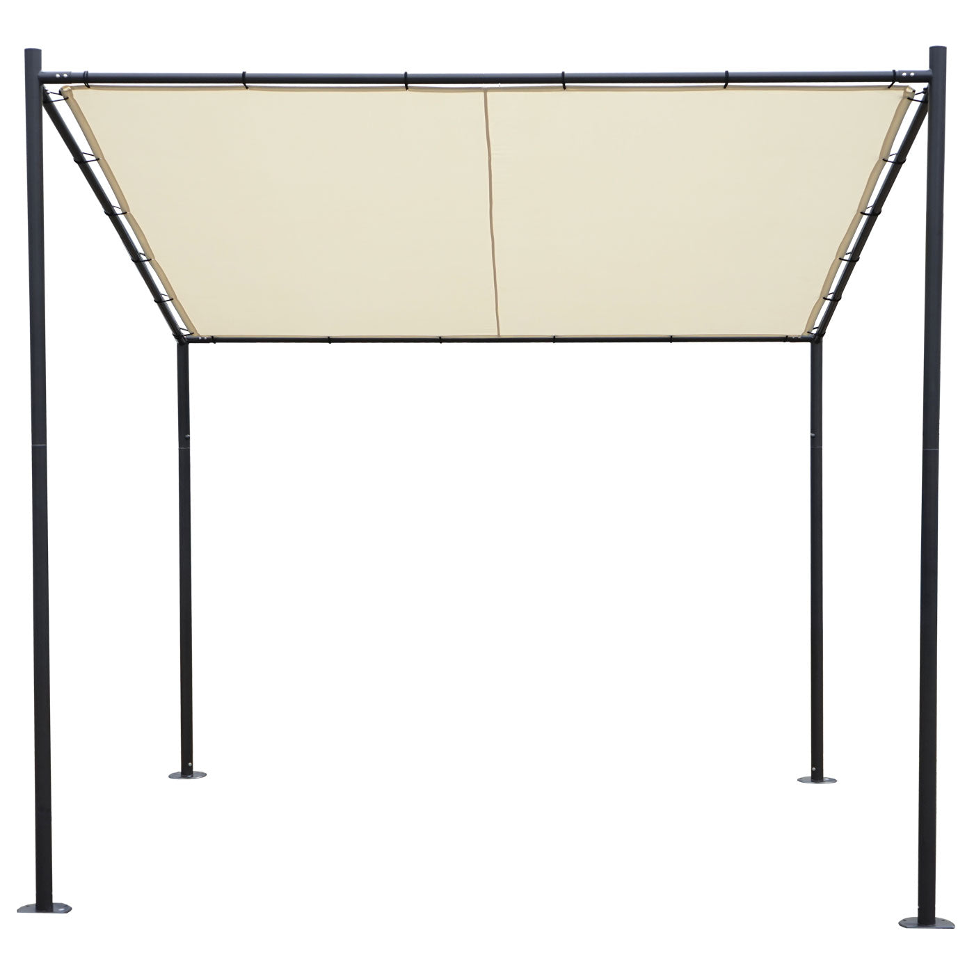 Pergola MCW-A22, aanbouw pergola tuinpaviljoen terrasoverkapping zonwering, 3x3m ~ crème
