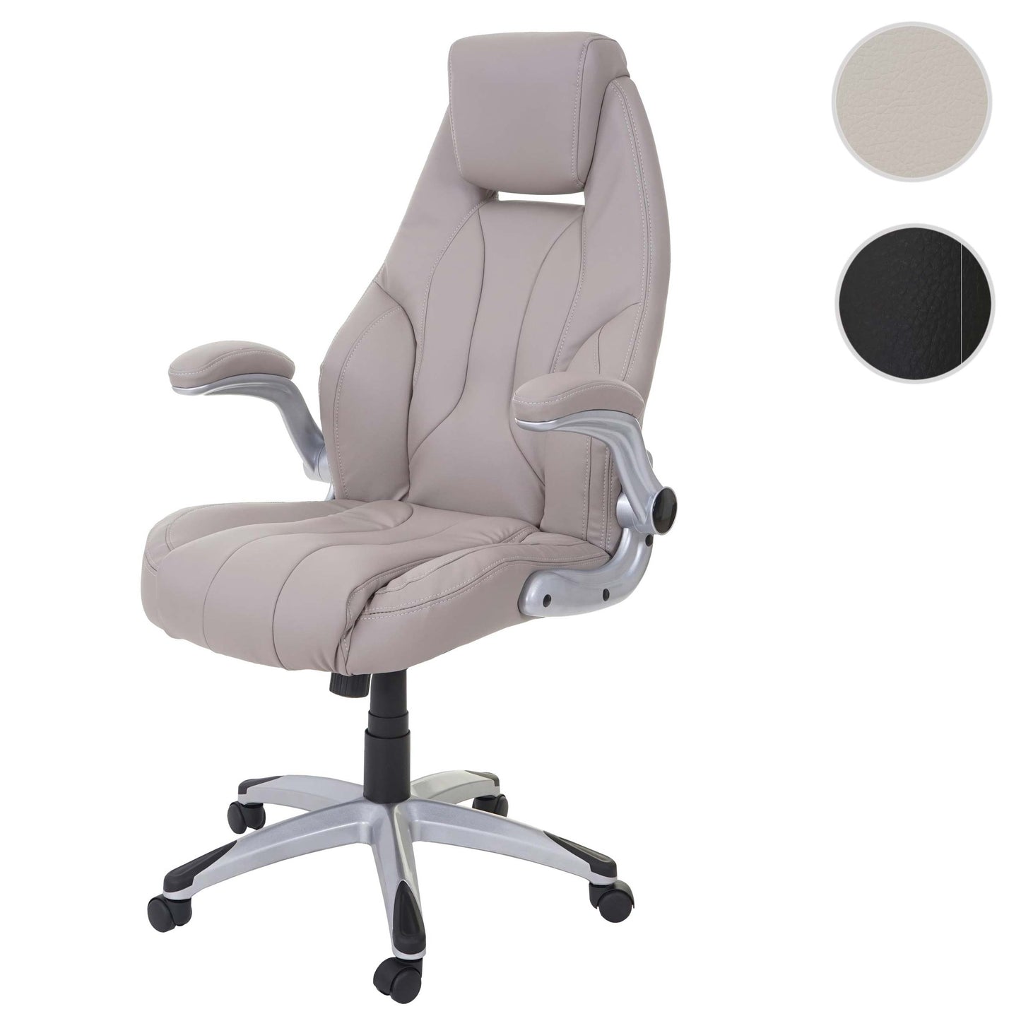 Bureaustoel MCW-A65, bureaustoel directiedraaistoel, kunstleer MVG-gecertificeerd ~ taupe-grijs