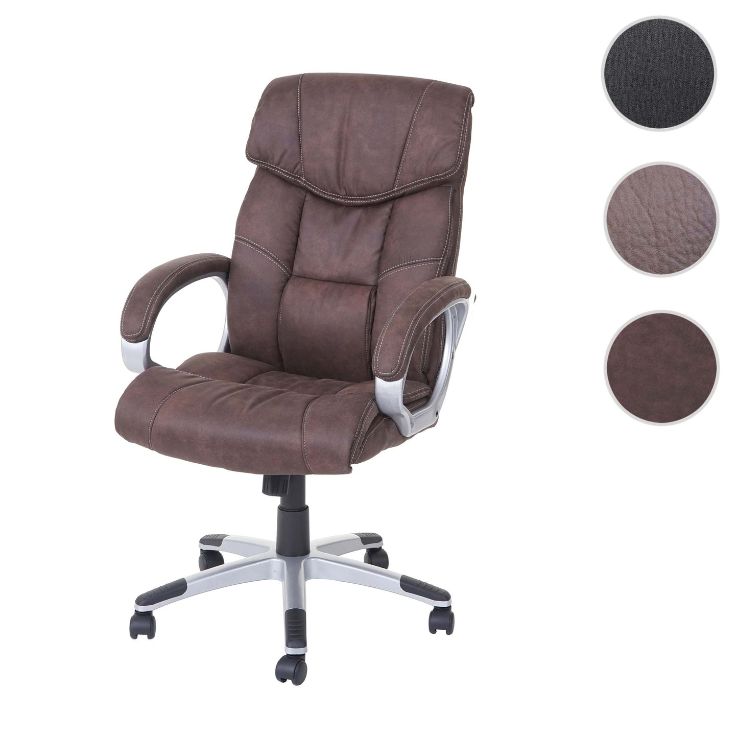 Bureaustoel MCW-A71, directiedraaistoel bureaustoel, stof/textiel, MVG ~ suède look vintage bruin