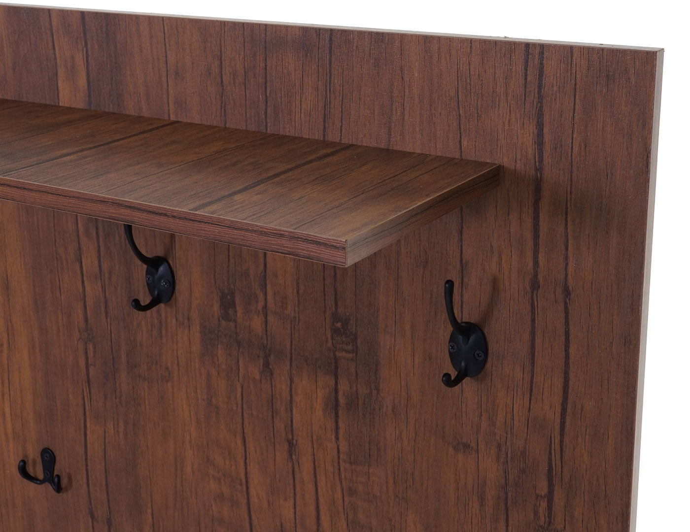Wandkapstok MCW-A27, kapstok, kapstokpaneel, 5 haken 100x80cm 3D structuur, MVG wild eiken look