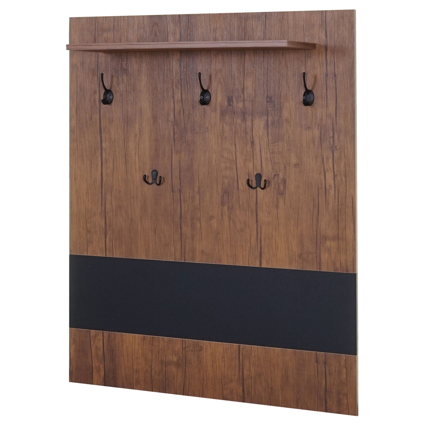 Wandkapstok MCW-A27, kapstok, kapstokpaneel, 5 haken 100x80cm 3D structuur, MVG wild eiken look
