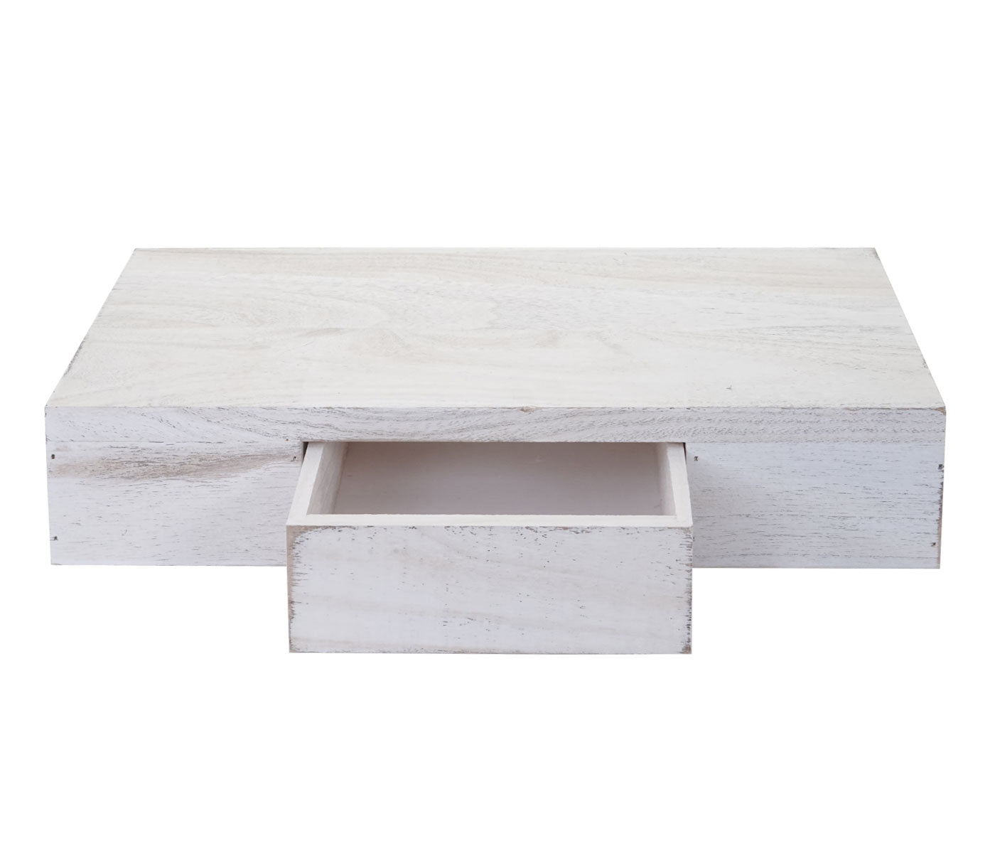 Wandplank Oise, hangplank met lade, 40cm ~ wit shabby