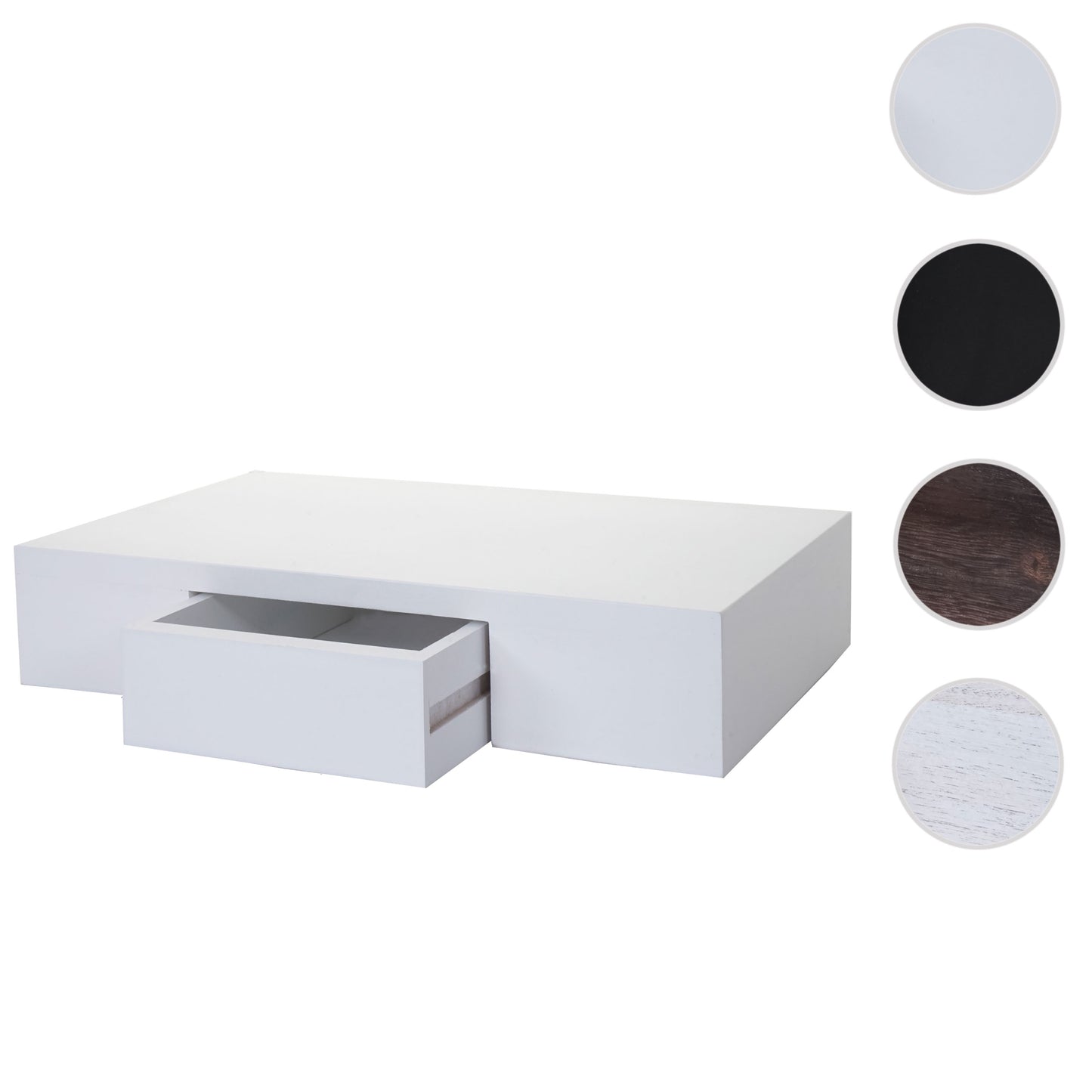 Wandplank Oise, hangplank met lade, 40cm ~ wit
