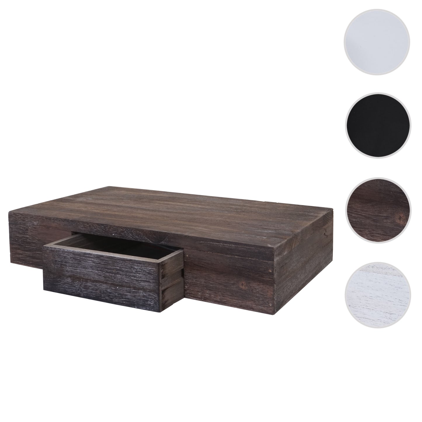 Wandplank Oise, hangplank met lade, 40cm ~ bruin shabby
