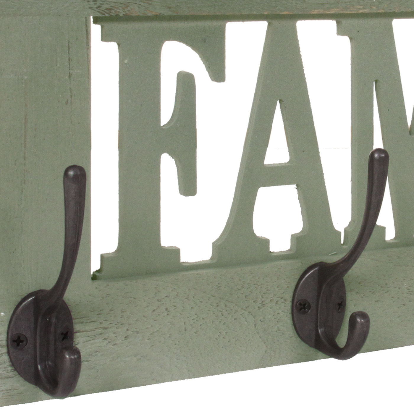Wandkapstok MCW-C60 Familie, kapstok, kapstokpaneel, shabby look vintage 60x21cm ~ groen, shabby
