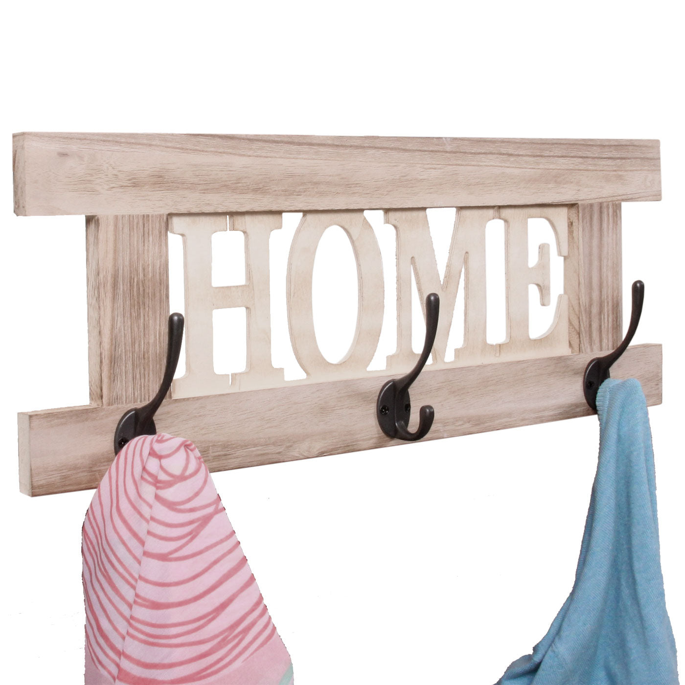 Wandkapstok MCW-C60 Home, kapstok, kapstokpaneel, shabby-look vintage 55x21cm ~ natuurlijk bruin