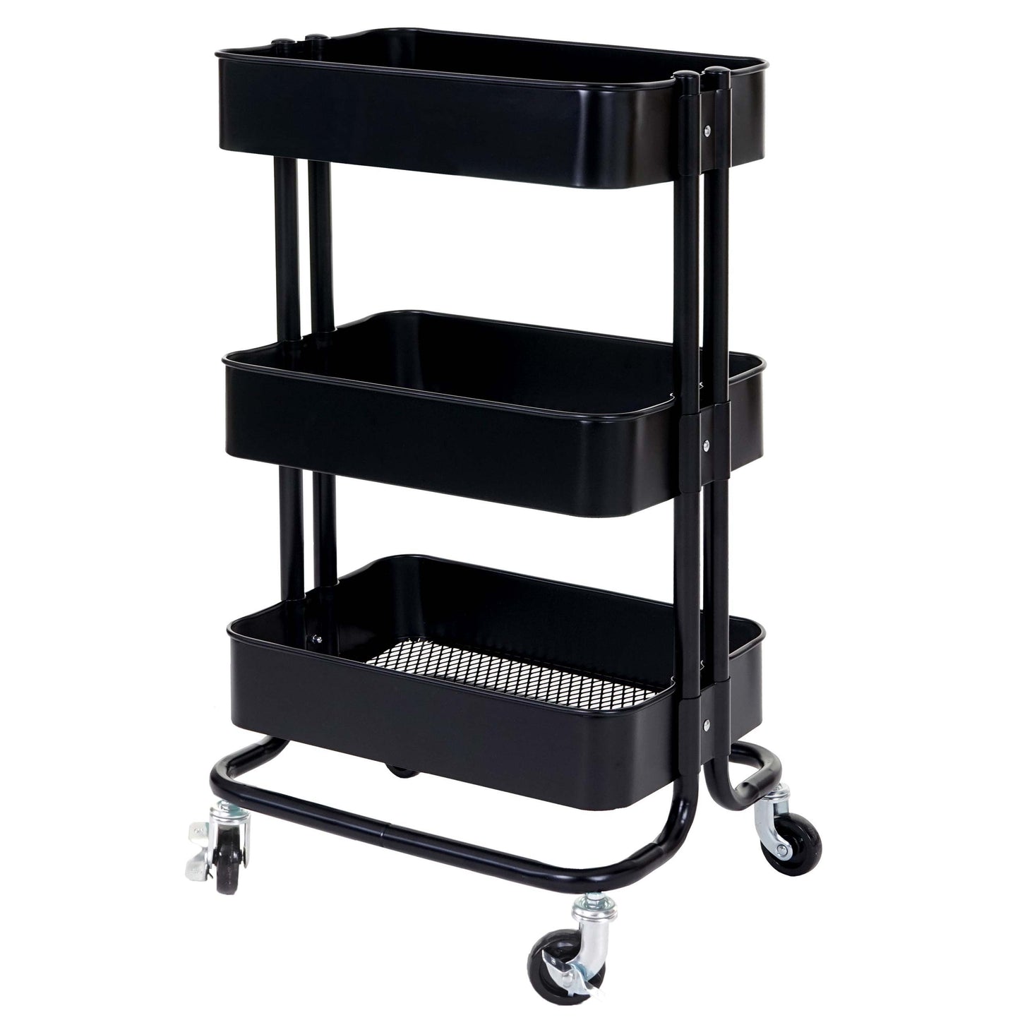 Serveerwagen MCW-C64, keuken trolley bar trolley thee trolley transport trolley ~ zwart zonder handvat