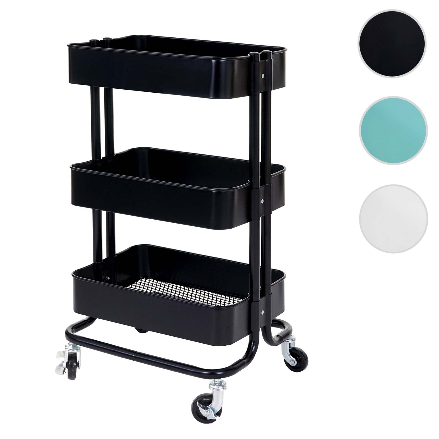 Serveerwagen MCW-C64, keuken trolley bar trolley thee trolley transport trolley ~ zwart zonder handvat