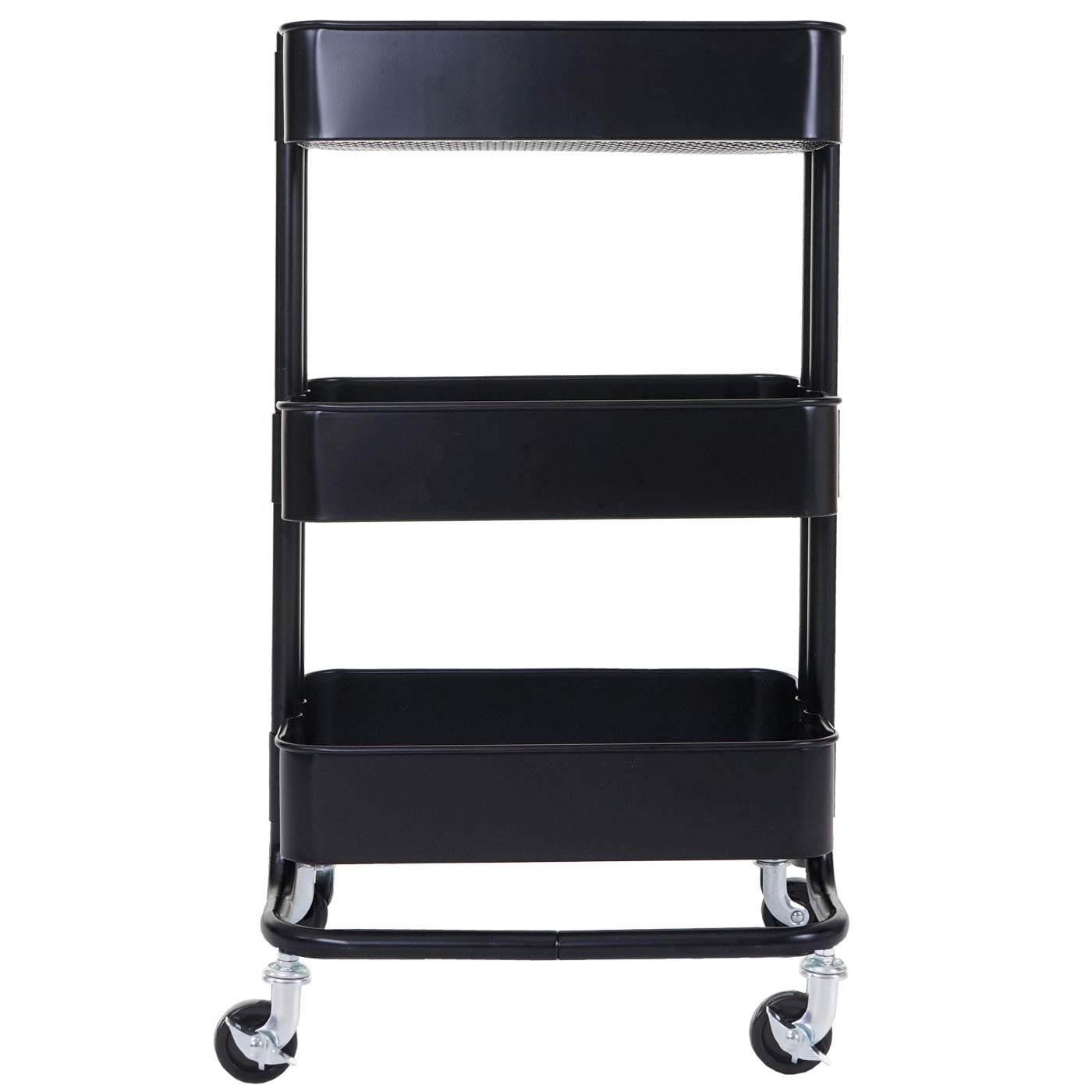 Serveerwagen MCW-C64, keuken trolley bar trolley thee trolley transport trolley ~ zwart zonder handvat