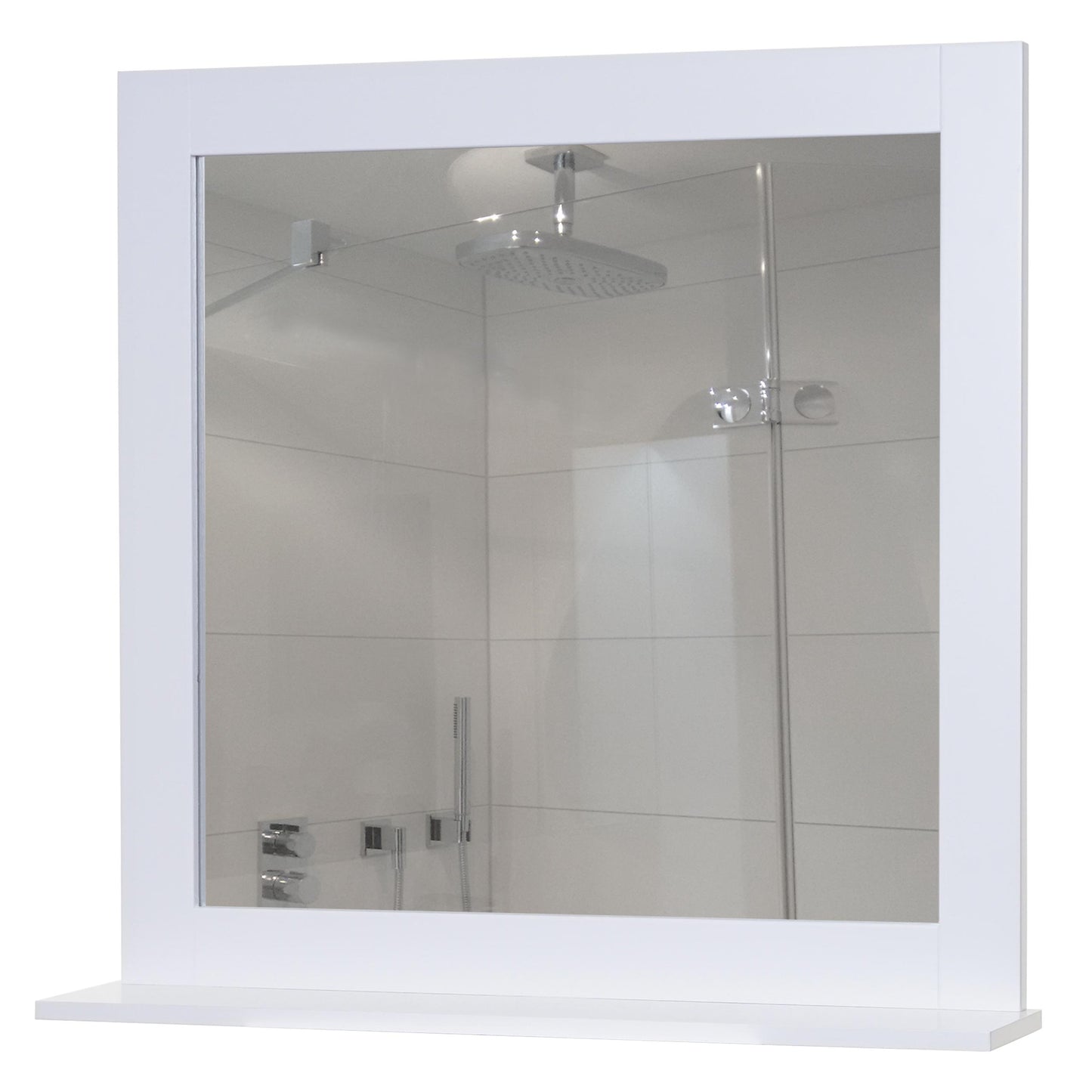 Wandspiegel MCW-F75, badkamerspiegel, landhuisplank 58x59x12cm wit